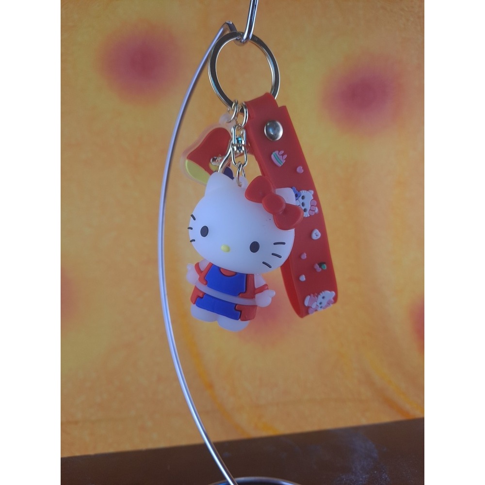 Hello Kitty Red And Purple Outfit Sanrio, PVC 3D Keychain Bag Charm Backpack